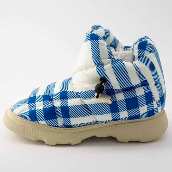 size 42eu 9us Burberry Pillow Boots Hunter Blue White Check Padded Drawstring - Picture 5 of 14